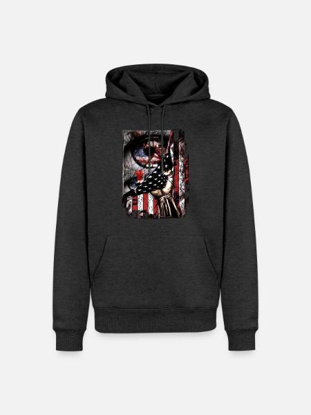 Flagge im Handgriff Kunst - Männer Premium Bio Hoodie - Anthrazit meliert