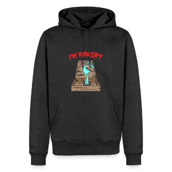Pizza Zombie j'ai faim - Sweat à capuche Premium bio Homme - anthracite chiné - Devant - Thijin (182cm)