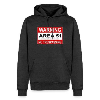 AREA 51 Schild - Männer Premium Bio Hoodie - Anthrazit meliert - Vorne - Thijin (182cm)