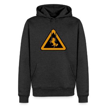 Achtung Einhorn, Gefahr - Männer Premium Bio Hoodie - Anthrazit meliert - Vorne - Thijin (182cm)