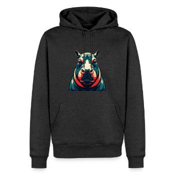 Nilpferd Cartoon Figur Buntes Haustier Tier - Männer Premium Bio Hoodie - Anthrazit meliert - Vorne - Thijin (182cm)