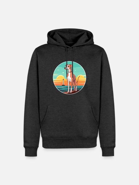 Englisch whippet Hund Rasse Cartoon Kawaii Clipart - Männer Premium Bio Hoodie - Anthrazit meliert