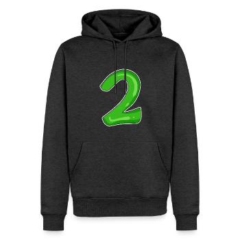 Nummer 2 Grün - Männer Premium Bio Hoodie - Anthrazit meliert - Vorne - Thijin (182cm)