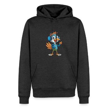 Strauß Lustige Zeichentrickfigur Kopfhörer Musik - Männer Premium Bio Hoodie - Anthrazit meliert - Vorne - Thijin (182cm)