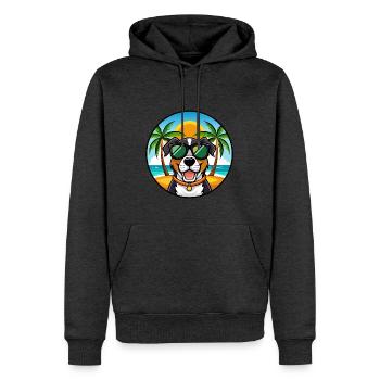Grand Bouvier Suisse Race Cartoon Beach - Sweat à capuche Premium bio Homme - anthracite chiné - Devant - Thijin (182cm)