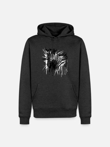 Zebra Schwarz Weiß Zebrastreifen - Männer Premium Bio Hoodie - Anthrazit meliert