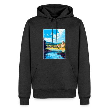 Dordogne France Affiche de voyage vintage Souvenir WPA - Sweat à capuche Premium bio Homme - anthracite chiné - Devant - Thijin (182cm)