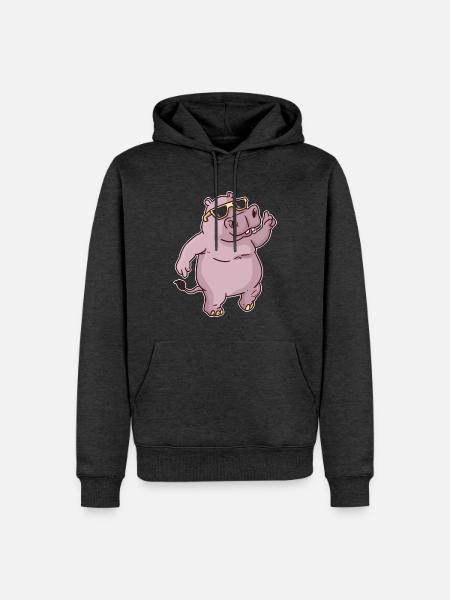 Planschendes Nilpferd Flussufer - Männer Premium Bio Hoodie - Anthrazit meliert