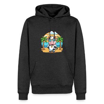 Kuh Lustige Cartoon Sommer Strand Sonnenbrille - Männer Premium Bio Hoodie - Anthrazit meliert - Vorne - Thijin (182cm)