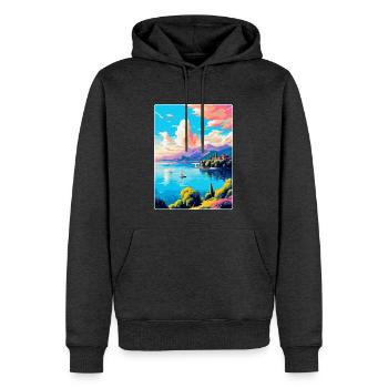 Lago Maggiore Schweiz Vintage Reiseplakat - Männer Premium Bio Hoodie - Anthrazit meliert - Vorne - Thijin (182cm)