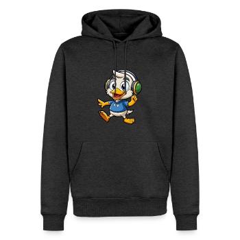 Duck Funny Cartoon Character Headphone Music - Men’s Premium Organic Hoodie - heather anthracite - Front - Thijin (182cm)