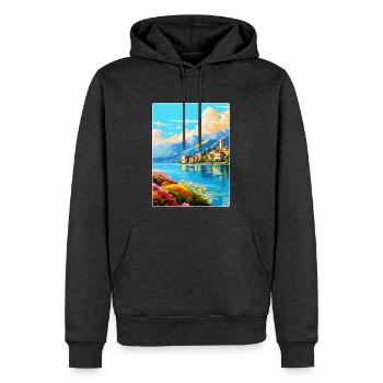 Lac de Côme Italie Affiche de voyage vintage Souvenir WPA - Sweat à capuche Premium bio Homme - anthracite chiné - Devant - Thijin (182cm)