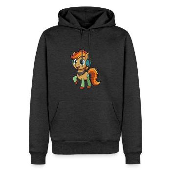 Pony Lustige Zeichentrickfigur Kopfhörer Musik - Männer Premium Bio Hoodie - Anthrazit meliert - Vorne - Thijin (182cm)