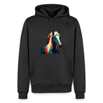 Pony Cartoon Figur Buntes Haustier Tier - Männer Premium Bio Hoodie - Anthrazit meliert - Vorne - Thijin (182cm)