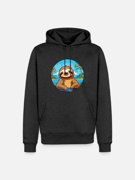 Faultier Aquarell Cartoon Kawaii Clipart Tier - Männer Premium Bio Hoodie - Anthrazit meliert