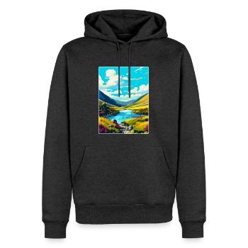 Wicklow Mountains Irland Vereinigtes Königreich Vintage Reiseposter - Männer Premium Bio Hoodie - Anthrazit meliert - Vorne - Thijin (182cm)