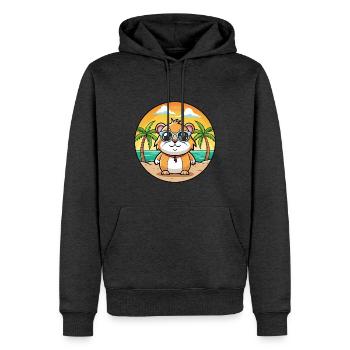 Cochon d’Inde Drôle Dessin Animé Plage Été Lunettes de soleil - Sweat à capuche Premium bio Homme - anthracite chiné - Devant - Thijin (182cm)
