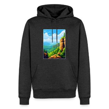 Montagne de grès de l’Elbe Allemagne Affiche de voyage WPA - Sweat à capuche Premium bio Homme - anthracite chiné - Devant - Thijin (182cm)