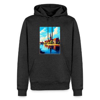 Szczecin Pologne Affiche de voyage vintage souvenir WPA - Sweat à capuche Premium bio Homme - anthracite chiné - Devant - Thijin (182cm)