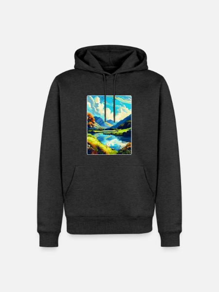 Lake District England Uk Vintage Travel Poster WPA - Men’s Premium Organic Hoodie - heather anthracite