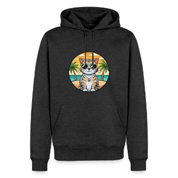 Schottische Falte Kurzhaarkatze Rasse Cartoon Strand - Männer Premium Bio Hoodie - Anthrazit meliert - Vorne - Thijin (182cm)