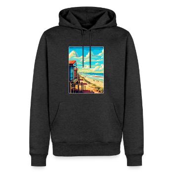 Zandvoort Pays-Bas Affiche de voyage vintage WPA - Sweat à capuche Premium bio Homme - anthracite chiné - Devant - Thijin (182cm)