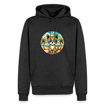 Chausie Katzenrasse Cartoon Sonnenbrille Strand - Männer Premium Bio Hoodie - Anthrazit meliert - Vorne - Thijin (182cm)