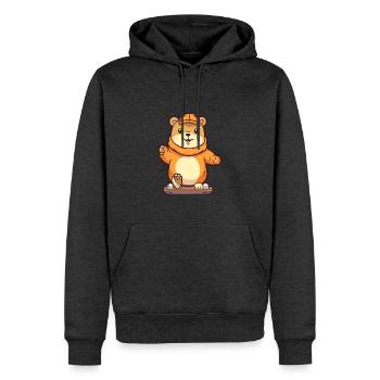 Lustiges Gopher Kawaii Cartoon Haustier spielt Skateboard - Männer Premium Bio Hoodie - Anthrazit meliert - Vorne - Thijin (182cm)