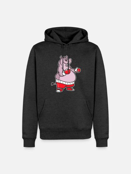 Schlagfertiges Nilpferd Boxring - Männer Premium Bio Hoodie - Anthrazit meliert