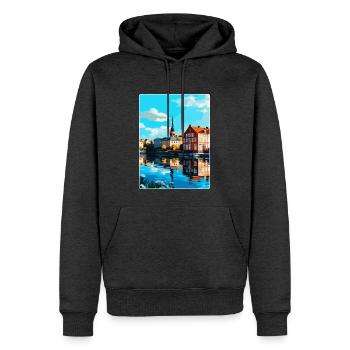 Eskilstuna Suède Affiche de voyage vintage souvenir - Sweat à capuche Premium bio Homme - anthracite chiné - Devant - Thijin (182cm)