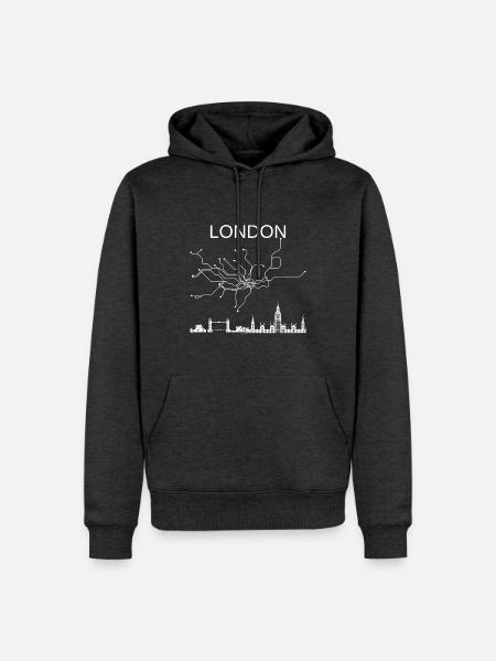 LONDON City - Männer Premium Bio Hoodie - Anthrazit meliert