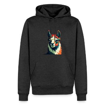 Lama Zeichentrickfigur Buntes Haustier Tier - Männer Premium Bio Hoodie - Anthrazit meliert - Vorne - Thijin (182cm)