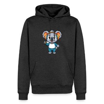 Koala Lustige Cartoon Figur Kopfhörer Musik - Männer Premium Bio Hoodie - Anthrazit meliert - Vorne - Thijin (182cm)