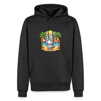 Zebra Lustige Cartoon Sommer Strand Sonnenbrille - Männer Premium Bio Hoodie - Anthrazit meliert - Vorne - Thijin (182cm)