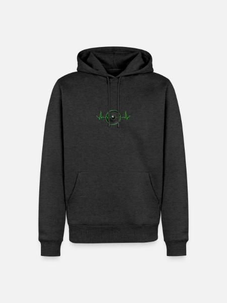 Neon-Herzschlag Lautsprecher-Design - Männer Premium Bio Hoodie - Anthrazit meliert