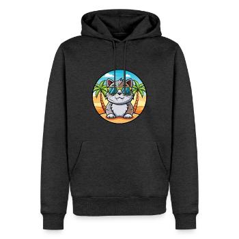 Schottische Falte Kurzhaarkatze Rasse Cartoon Strand - Männer Premium Bio Hoodie - Anthrazit meliert - Vorne - Thijin (182cm)