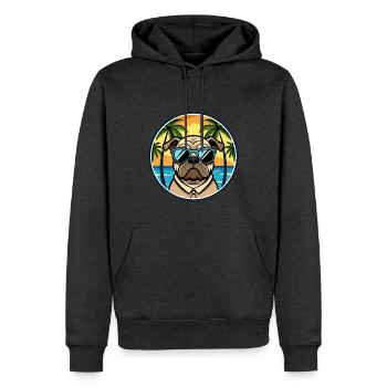 Mops Hund Rasse Cartoon Sonnenbrille Strand - Männer Premium Bio Hoodie - Anthrazit meliert - Vorne - Thijin (182cm)