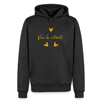RUHESTAND. FROHEN RUHESTAND. GLÜCKLICHER RUHESTAND - Männer Premium Bio Hoodie - Anthrazit meliert - Vorne - Thijin (182cm)