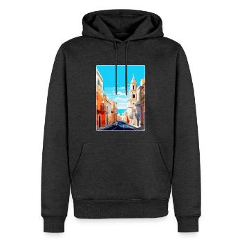 Cadix Espagne Affiche de voyage vintage WPA Art Souvenir - Sweat à capuche Premium bio Homme - anthracite chiné - Devant - Thijin (182cm)