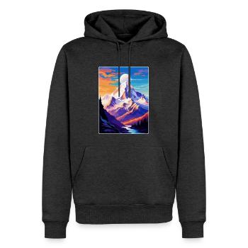 Mont Blanc Mountain Europe Vintage Poster de voyage - Sweat à capuche Premium bio Homme - anthracite chiné - Devant - Thijin (182cm)