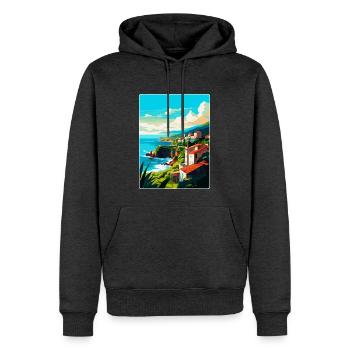 Affiche de voyage vintage de Sao Miguel Portugal Souvenir - Sweat à capuche Premium bio Homme - anthracite chiné - Devant - Thijin (182cm)