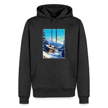 Megève France Affiche de voyage vintage WPA Souvenir - Sweat à capuche Premium bio Homme - anthracite chiné - Devant - Thijin (182cm)