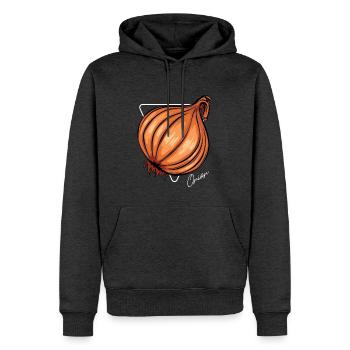 Trendy Onion Cool Gemüse Zwiebeln - Männer Premium Bio Hoodie - Anthrazit meliert - Vorne - Thijin (182cm)