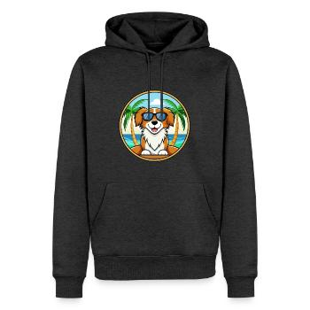 Nederlandse Kooikerhondje Hunderasse Cartoon Strand - Männer Premium Bio Hoodie - Anthrazit meliert - Vorne - Thijin (182cm)