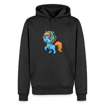 Pony Lustige Zeichentrickfigur Kopfhörer Musik - Männer Premium Bio Hoodie - Anthrazit meliert - Vorne - Thijin (182cm)