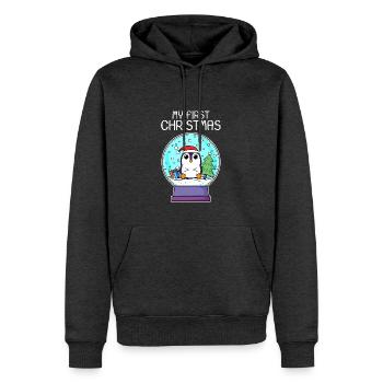 Mon premier bébé pingouin Noël Noël - Sweat à capuche Premium bio Homme - anthracite chiné - Devant - Thijin (182cm)