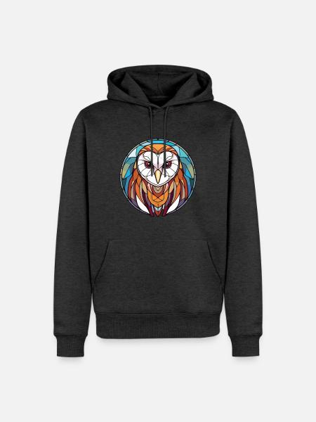 Schleiereule Bunte Aquarell-Tierillustration - Männer Premium Bio Hoodie - Anthrazit meliert