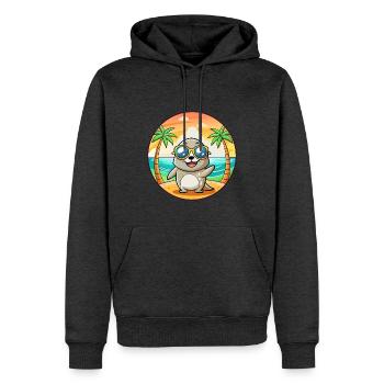 Lunettes de soleil de plage d’été de dessin animé drôle de phoque - Sweat à capuche Premium bio Homme - anthracite chiné - Devant - Thijin (182cm)