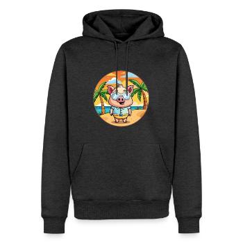 Cochon Drôle Dessin Animé Plage De Plage Lunettes - Sweat à capuche Premium bio Homme - anthracite chiné - Devant - Thijin (182cm)