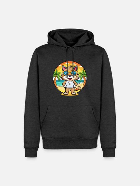 Lynx Lustige Cartoon Sommer Strand Sonnenbrille - Männer Premium Bio Hoodie - Anthrazit meliert